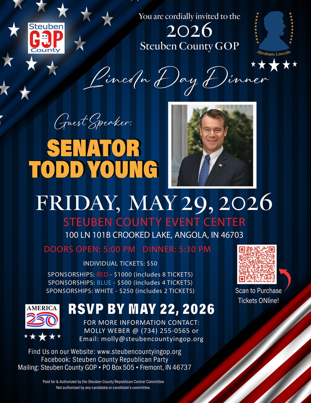 Senator Todd Young To Speak At Steuben County GOP Lincoln Day Dinner
